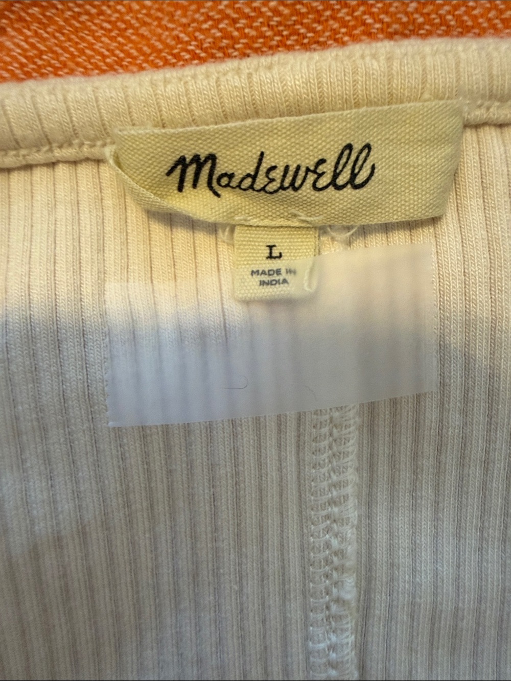 Madewell Cream Ribbed Button-Front Tank - Picture 3 of 4